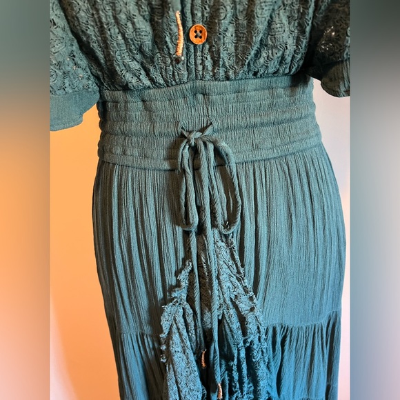Free People Dancing on Air Maxi Dress in Sunken City(Turquoise) size Small EUC - Picture 7 of 17